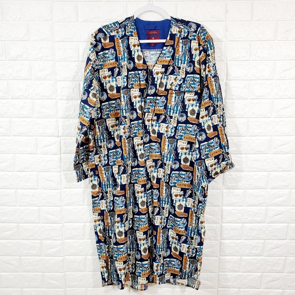 Nordstrom Blue and Tan Patterned Men's Shirt